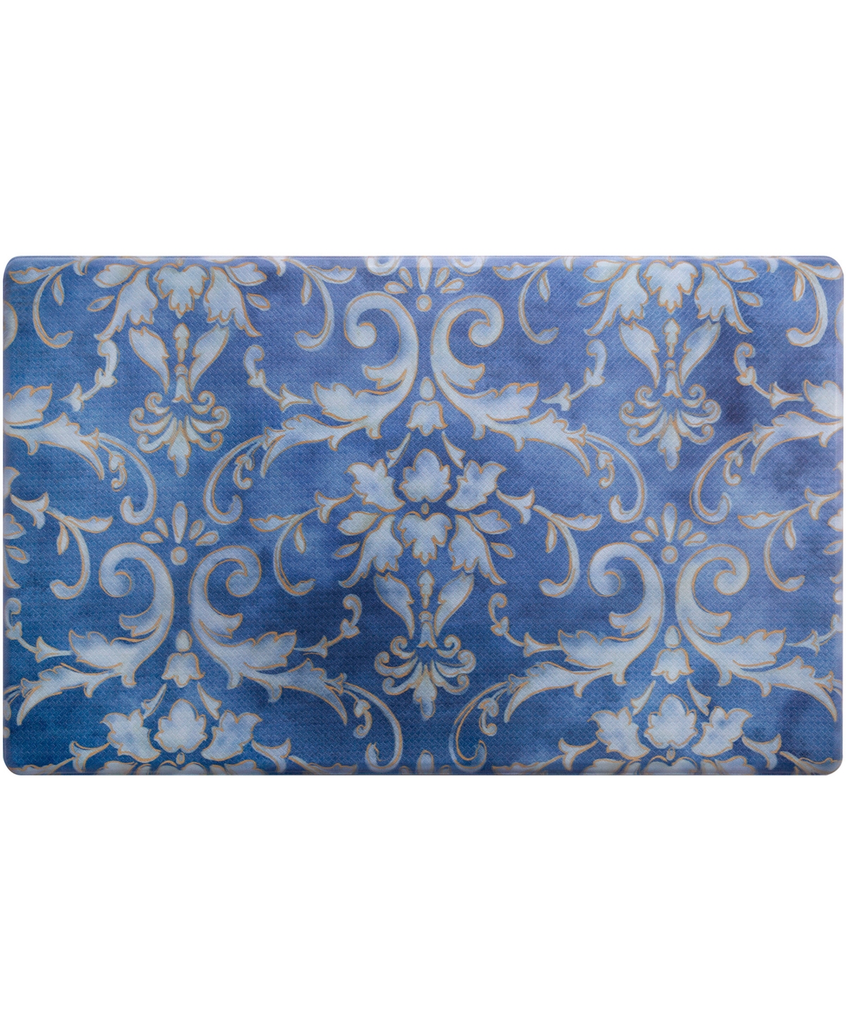 Global Rug Designs Cheerful Ways Watercolor Damask 1'6" X 2'6" Area Rug In Blue,gold-tone