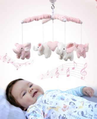 Baby Crib Mobile for Girls, Pink Elephant, Musical