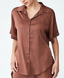 Women's Short Sleeve Satin Sleep Shirt