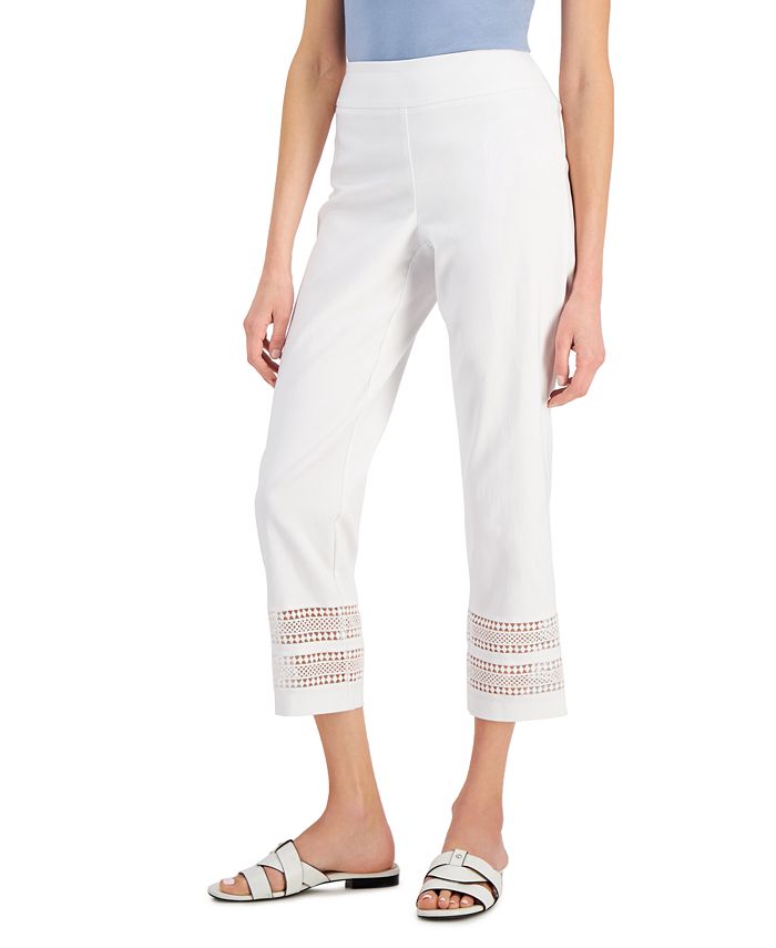 JM Collection Petite Lace-Hem Ponte Pants, Created for Macy's - Macy's