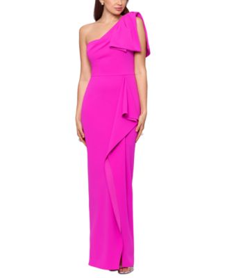 Betsy & Adam One-Shoulder-Bow Scuba Crepe Gown - Macy's