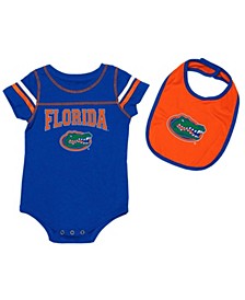 Newborn and Infant Girls and Boys Royal, Orange Florida Gators Chocolate Bodysuit and Bib Set