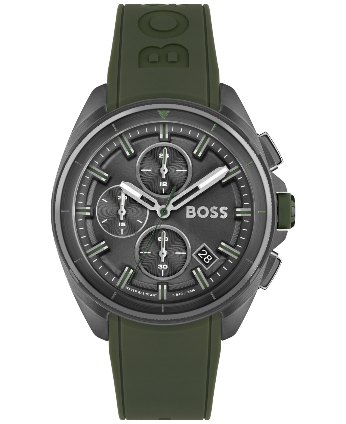 Men's Volane Chronograph Green Silicone Strap Watch 44mm - Grey