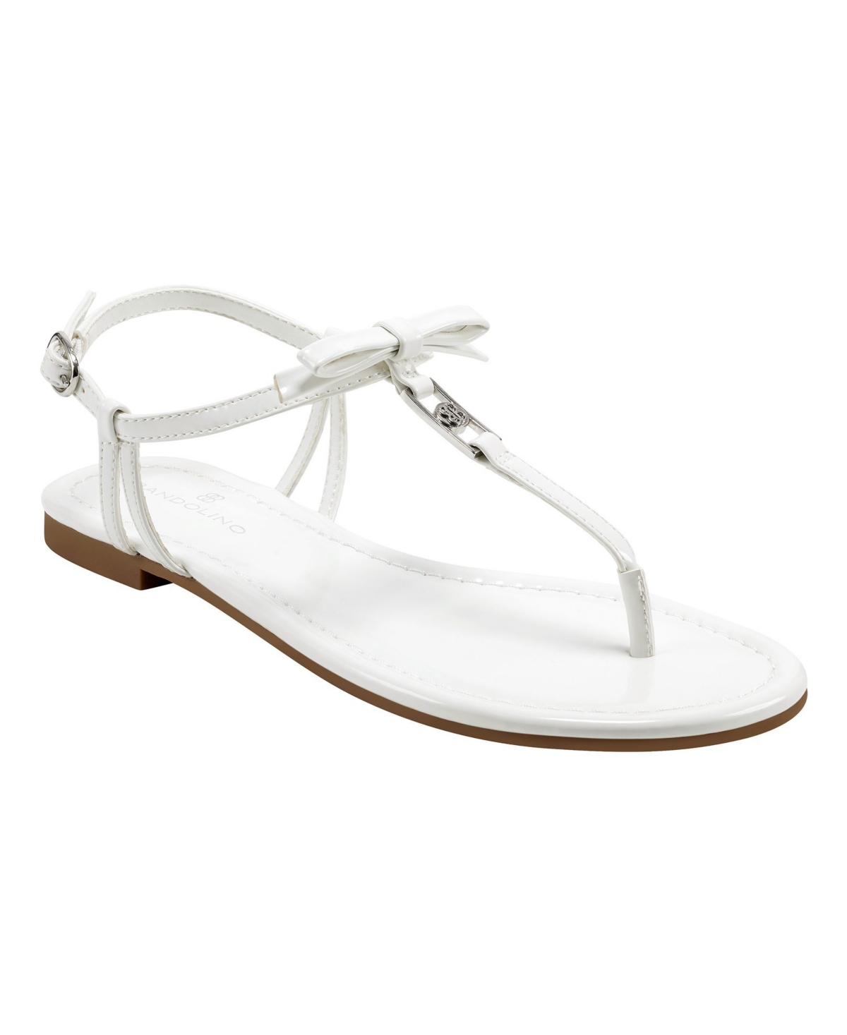 Bandolino Women's Kate Flat Sandals Women's Shoes In White Patent ...