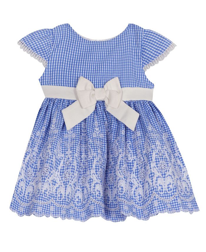 Rare Editions Baby Girls Embroidered Gingham Cap Sleeve Dress with ...