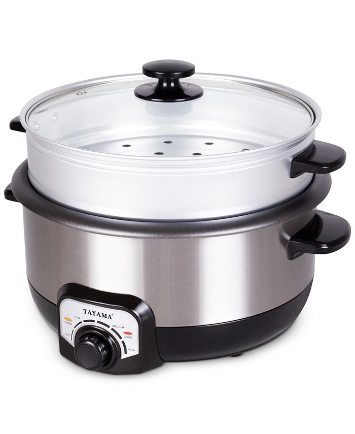 Tayama 3Qt. Electric Nonstick Hot Pot MultiCooker with Steamer Insert