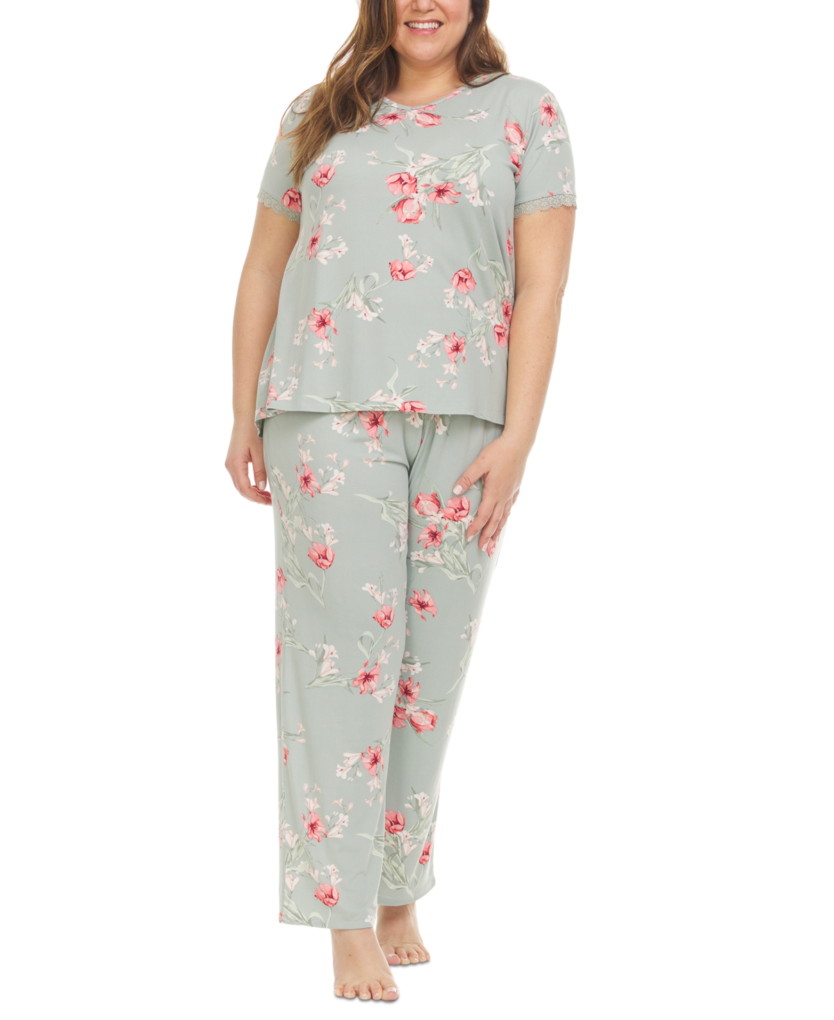 Flora by Flora Nikrooz Plus Size Kerin Printed Pajama Set