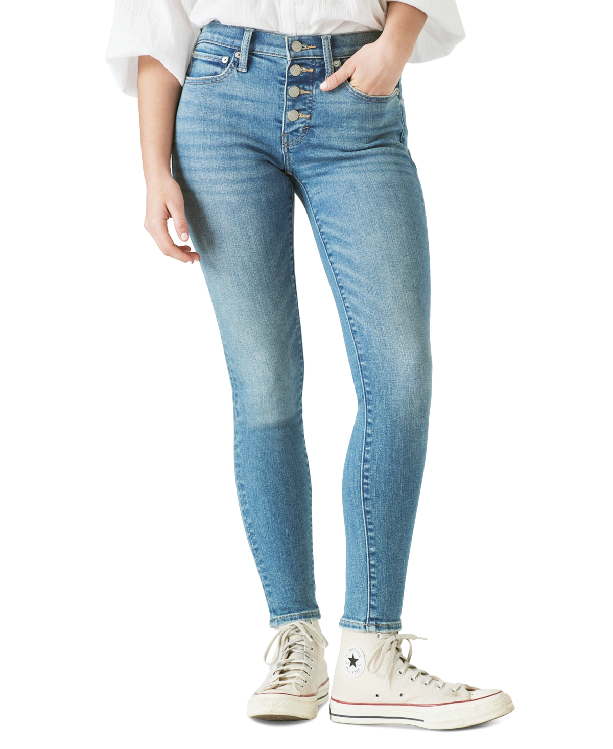 Shop Lucky Brand Women's Ava Mid Rise Skinny-leg Jeans In Record Deal
