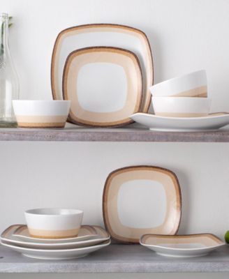 Colorscapes Desert Layers 12 Piece Square Dinnerware Set