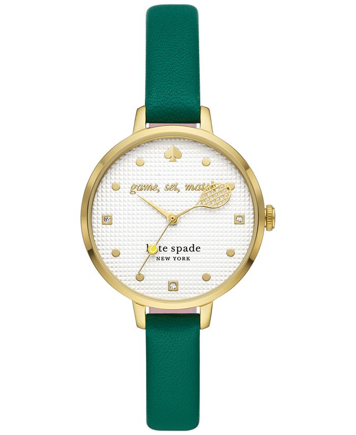 kate spade new york Women's Metro Green Leather Strap Watch 34mm & Reviews  - All Watches - Jewelry & Watches - Macy's