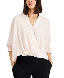 Faux-Wrap Smocked-Cuff Top, Created for Macy's