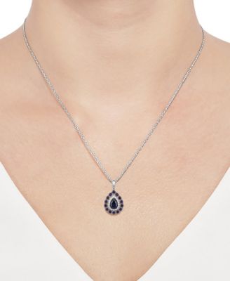 Sapphire (1-1/2 ct. t.w.) & Diamond (1/10 ct. t.w.) Teardrop 18" Pendant Necklace in 14k Gold (Also in Emerald and Ruby)