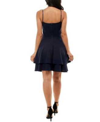 Juniors' Ruched Tiered Fit & Flare Dress