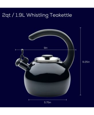 Enamel on Steel 2-Qt. Whistling Teakettle with Flip-Up Spout
