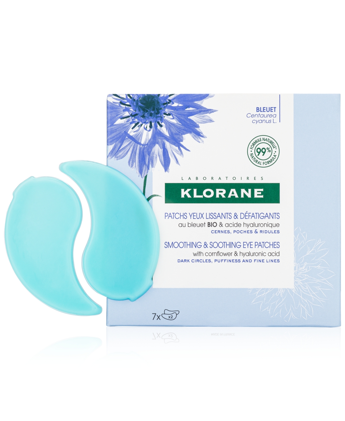 Klorane Smoothing & Soothing Eye Patches With Cornflower & Hyaluronic Acid, 7-Pk.