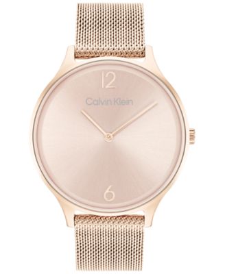 Calvin Klein - Women's Carnation Gold-Tone Mesh Bracelet Watch 38mm