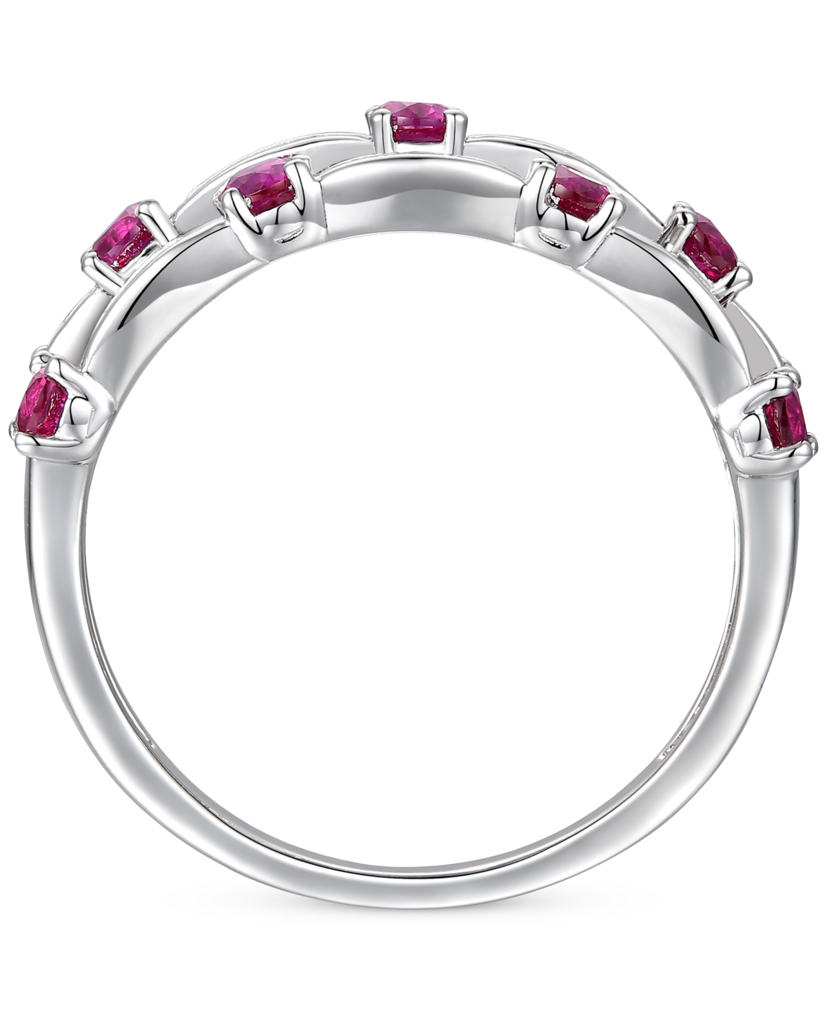 Lab-Grown Sapphire (7/8 ct. t.w.) & Lab-Grown White Sapphire (5/8 ct. t.w.) Multirow Ring in Sterling Silver (Also in Lab-Grown Emerald & Lab-Grown Ru