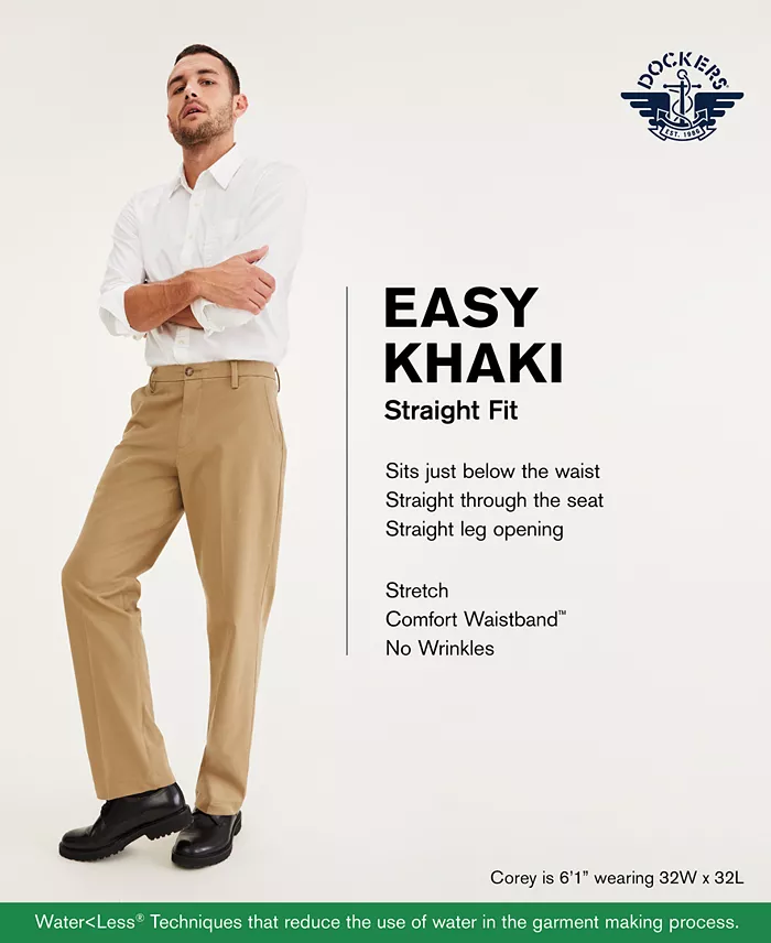 Men's Easy Straight Fit Khaki Stretch Pants - thumbnail 8