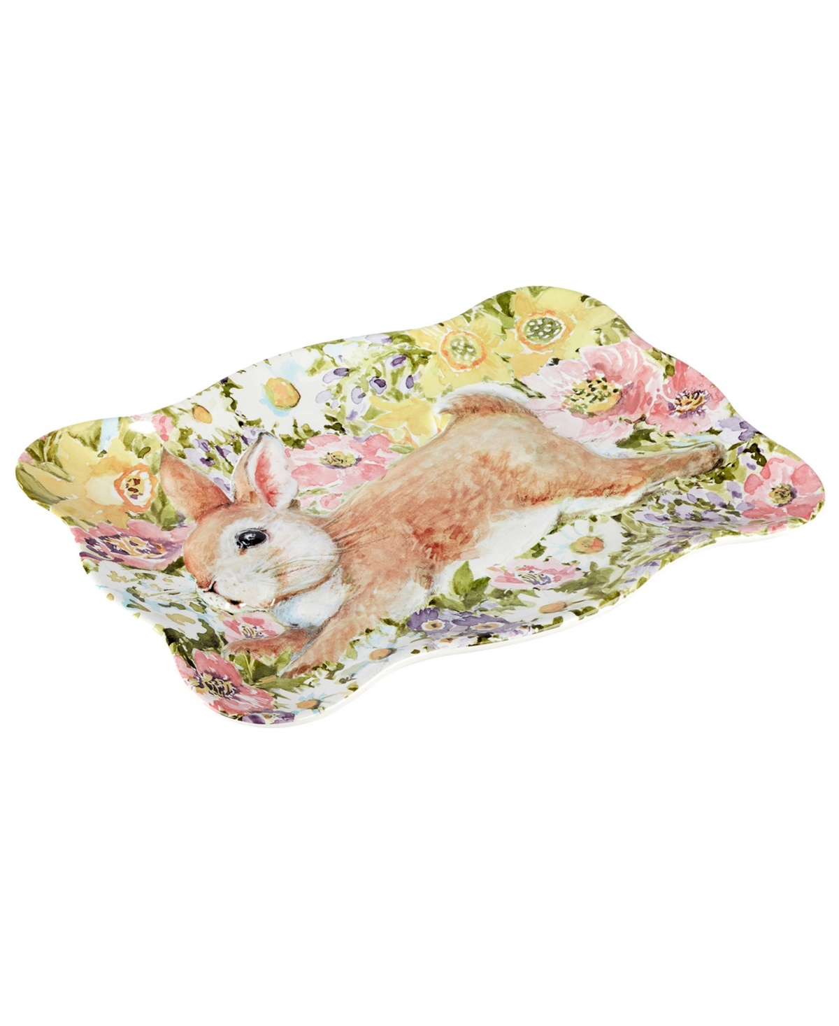 Certified International Easter Garden Rectangular Tray In Green,beige