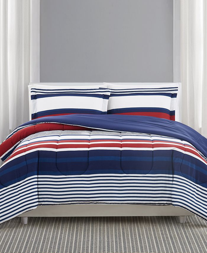 Pem America Red, White and Blue 3Pc Comforter Sets, Created for Macy's