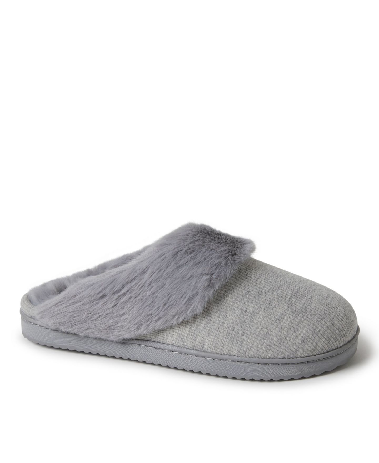 Женские домашние тапочки Dearfoams Dahlia из трикотажа в рубчик, цвет: Светлый меланжевый серый — фото 1