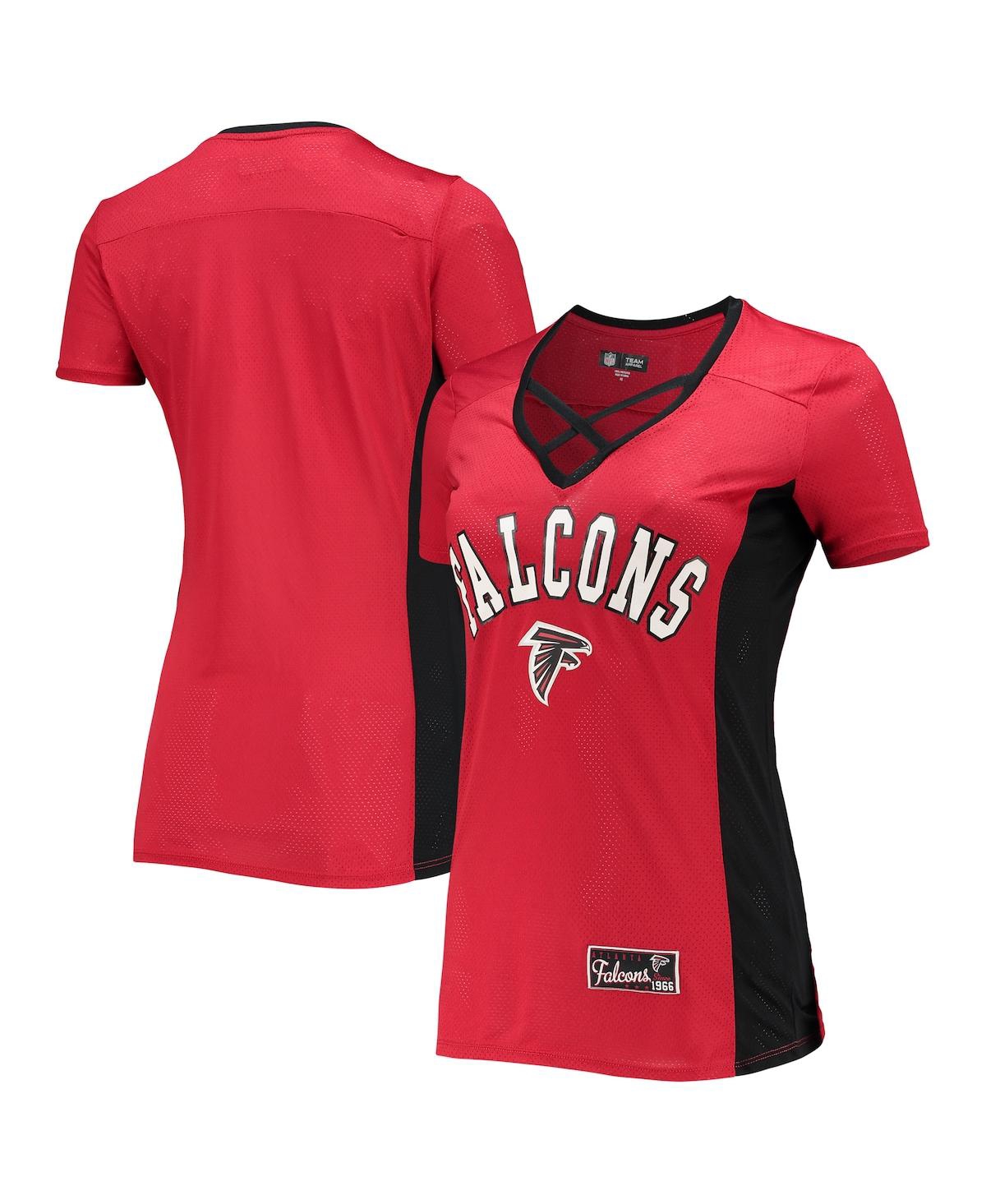 Women's 5th & Ocean by New Era Red Atlanta Falcons Contrast Insert V-Neck T-shirt - Red