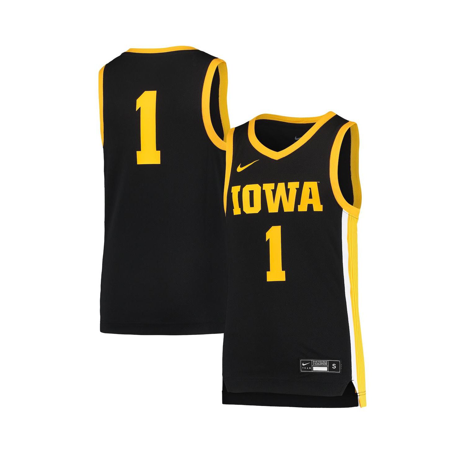 Big Boys 1 Black Iowa Hawkeyes Team Replica Basketball Jersey