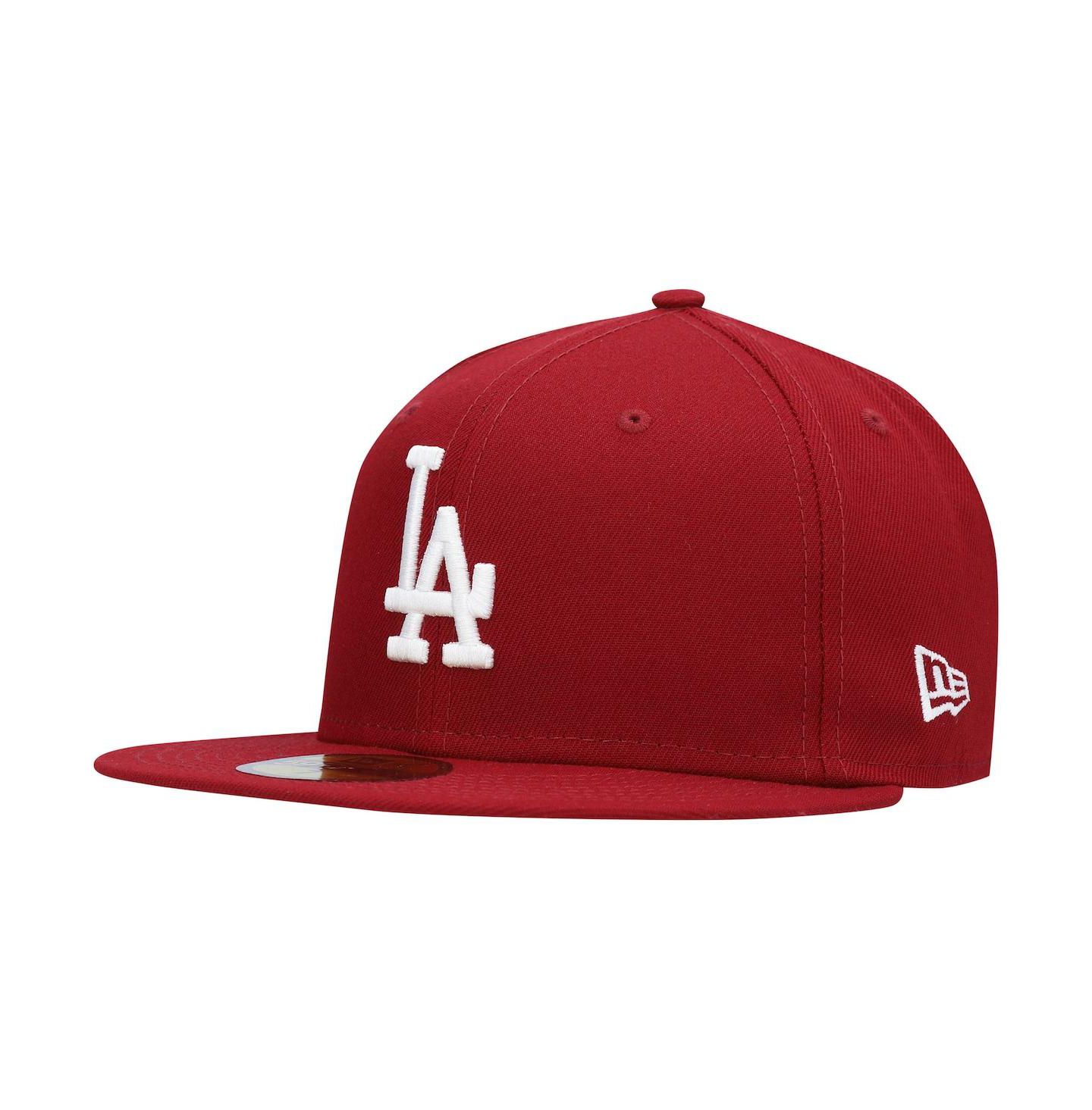 Мужская кепка New Era Cardinal Los Angeles Dodgers Logo White 59FIFTY Fitted Hat — фото 1