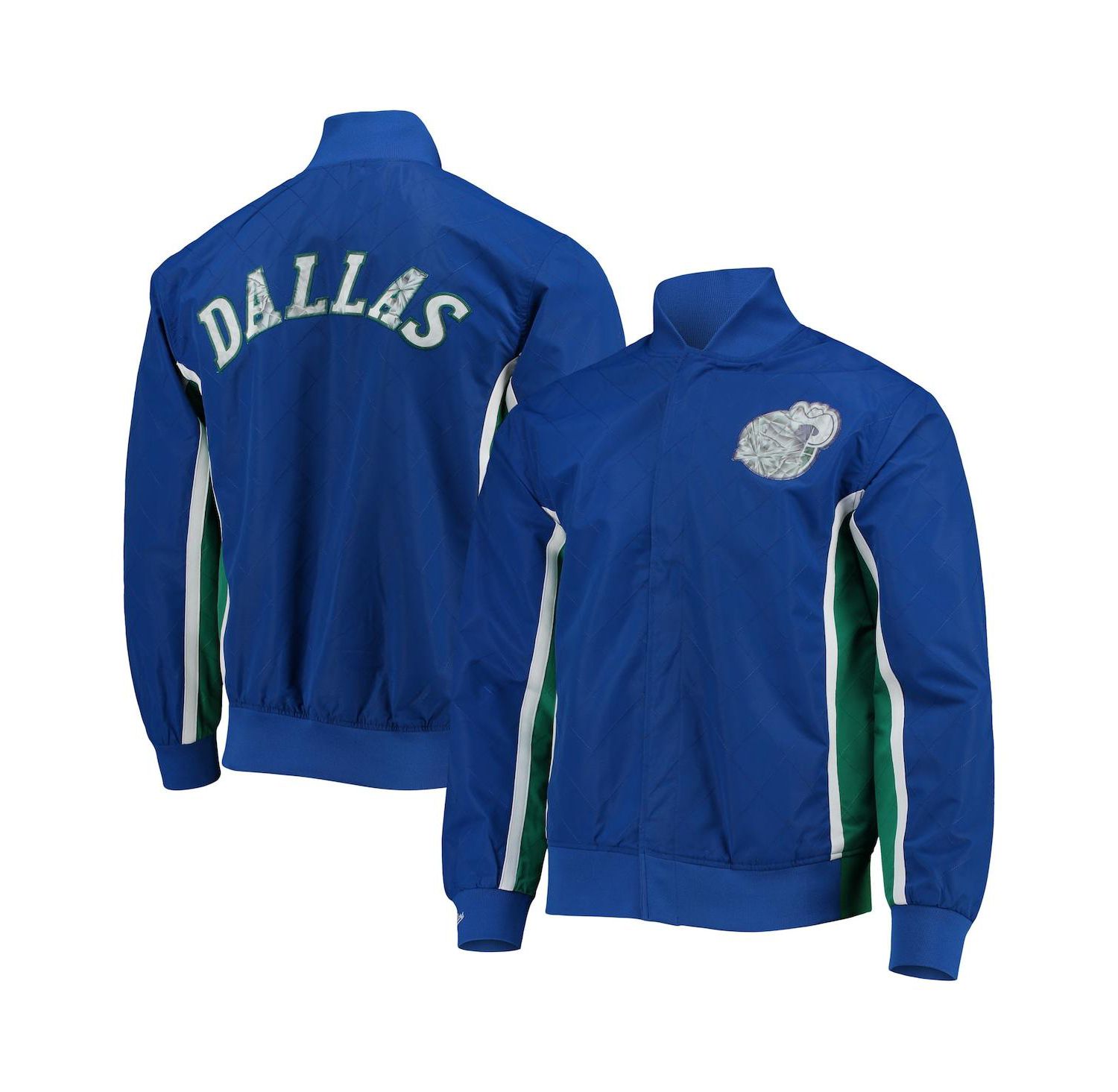 Men's Dallas Mavericks Blue Hardwood Classics 75th Anniversary Authentic Warmup Full-Snap Jacket