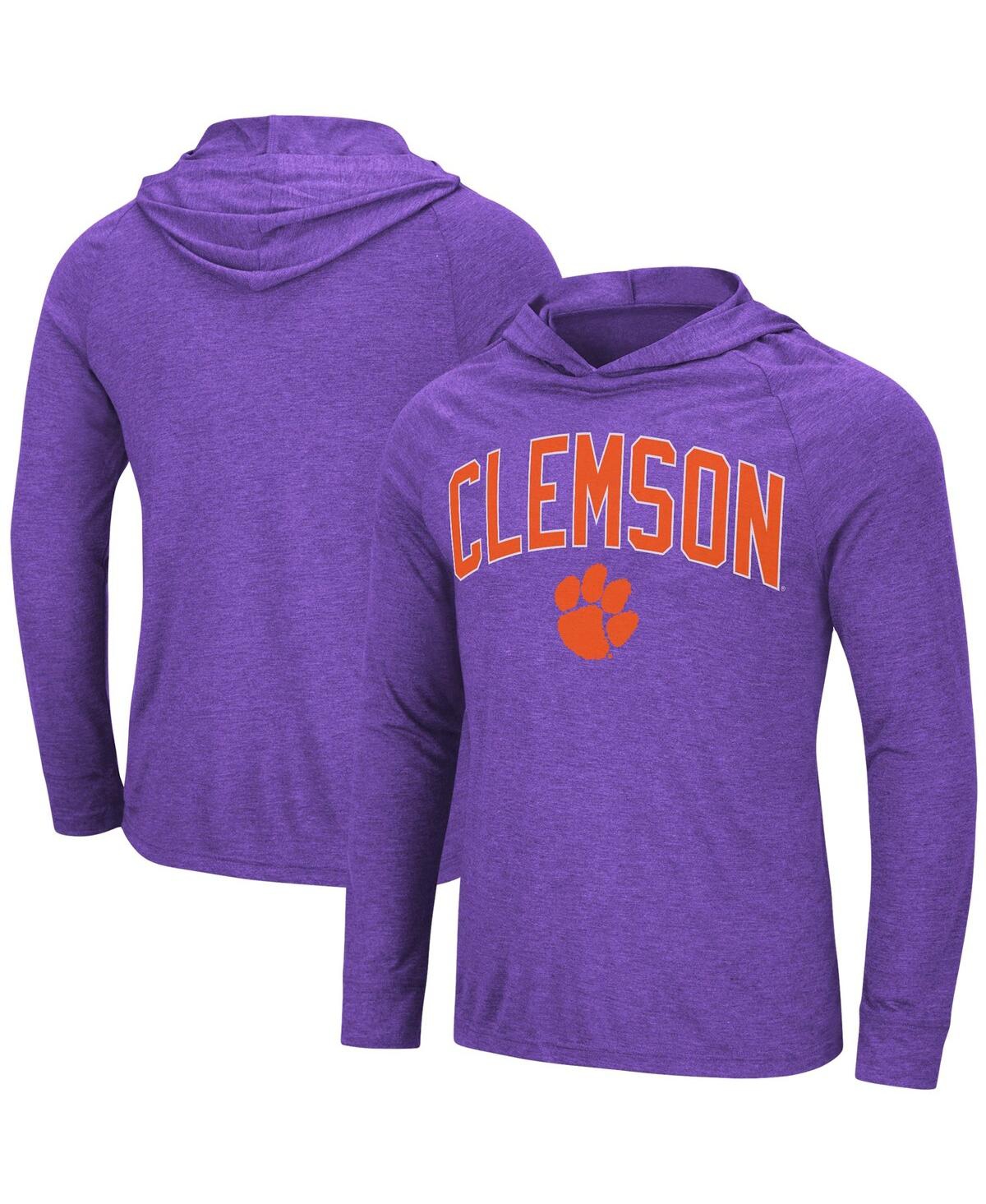 Men's ColosseumClemson Tigers Big and Tall Wingman Raglan Hoodie T-shirt - Heathered Purple