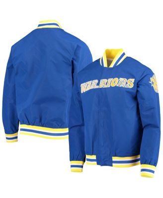 Men's Golden State Warriors Royal Hardwood Classics 75th Anniversary Authentic Warmup Full-Snap Jacket