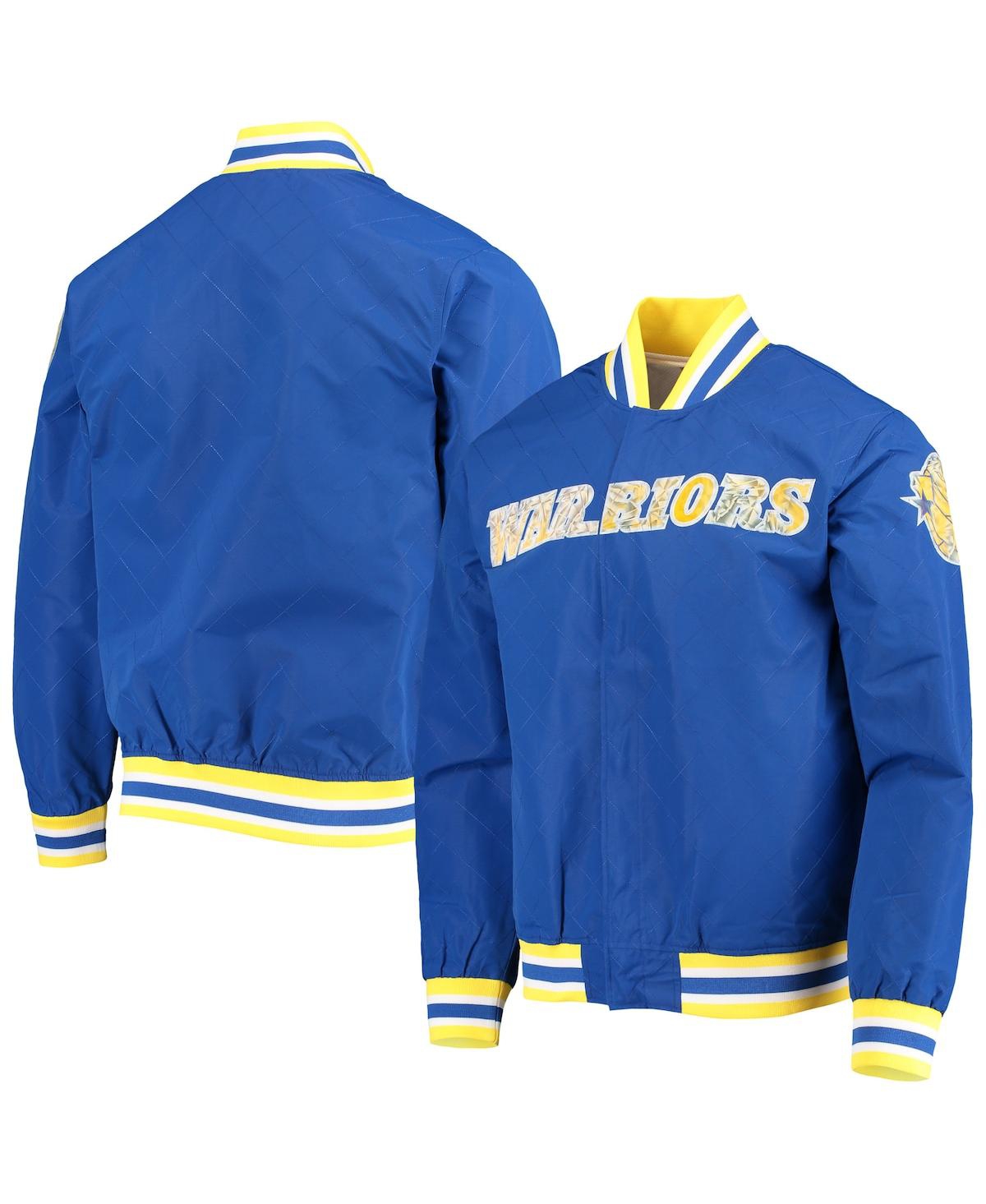 Men's Golden State WarriorsMitchell & Ness Hardwood Classics 75th Anniversary Authentic Warmup Full-Snap Jacket - Royal