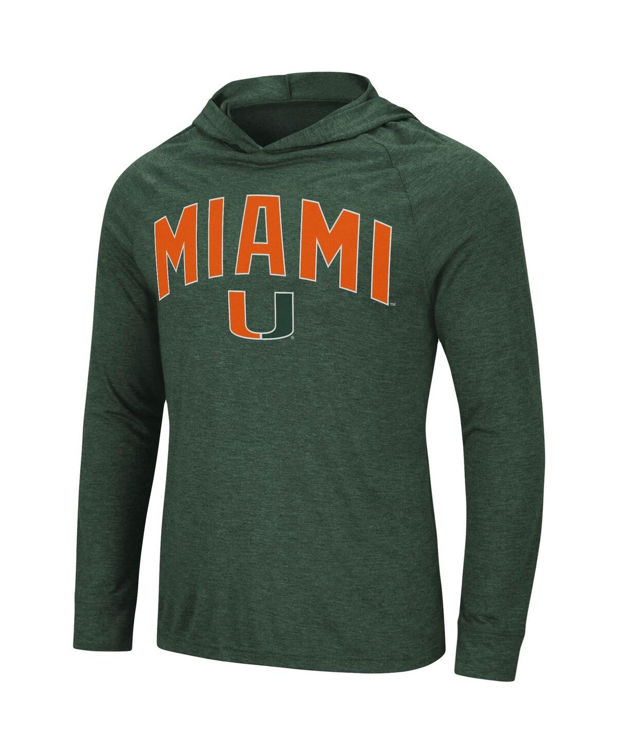 Men's ColosseumMiami Hurricanes Big and Tall Wingman Raglan Hoodie T-shirt - Heathered Green