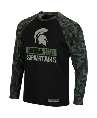 Men's Black, Camo Michigan State Spartans OHT Military-Inspired Appreciation Big and Tall Raglan Long Sleeve T-shirt