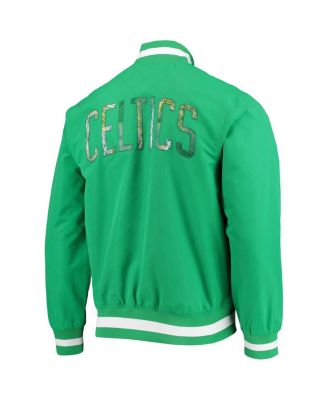 Men's Boston Celtics Kelly Green Hardwood Classics 75th Anniversary Authentic Warmup Full-Snap Jacket