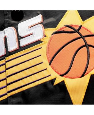 Men's Black Phoenix Suns Big and Tall Hardwood Classics Raglan Satin Full-Snap Jacket
