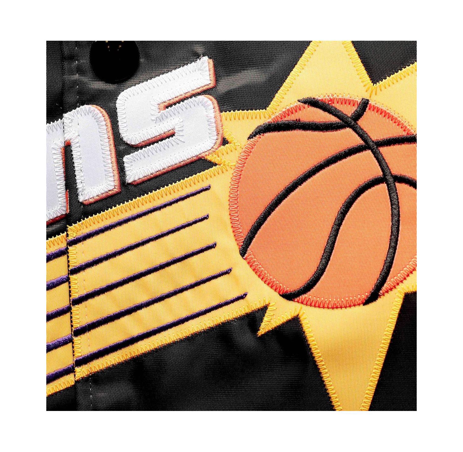 Men's Black Phoenix Suns Big and Tall Hardwood Classics Raglan Satin Full-Snap Jacket