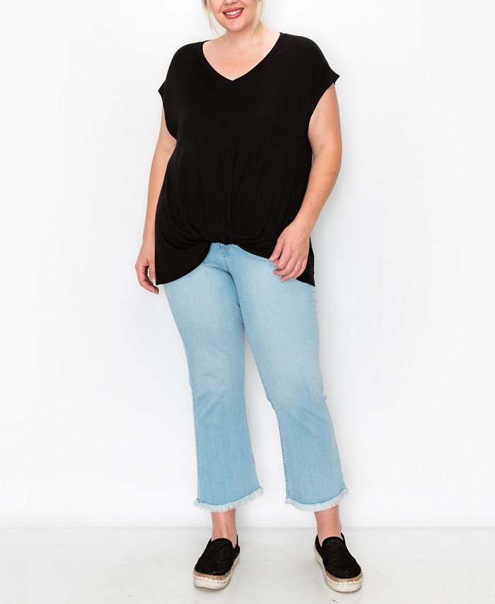 COIN 1804 Plus Size V-neck Twist Front Top - Macy's