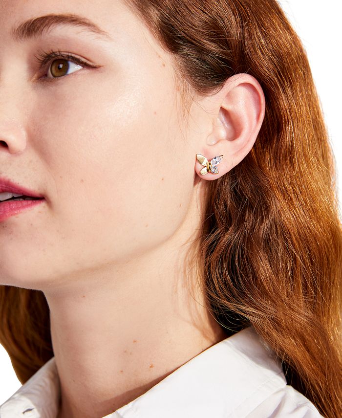 kate spade new york Gold-Tone Cubic Zirconia Butterfly Stud Earrings &  Reviews - Earrings - Jewelry & Watches - Macy's