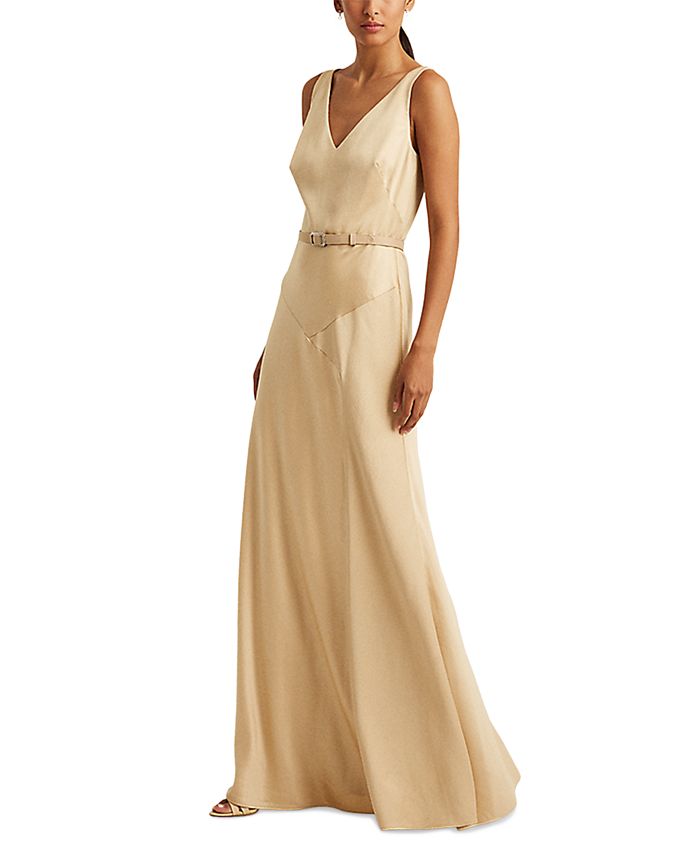 Lauren Ralph Lauren Satin Sleeveless Gown - Macy's