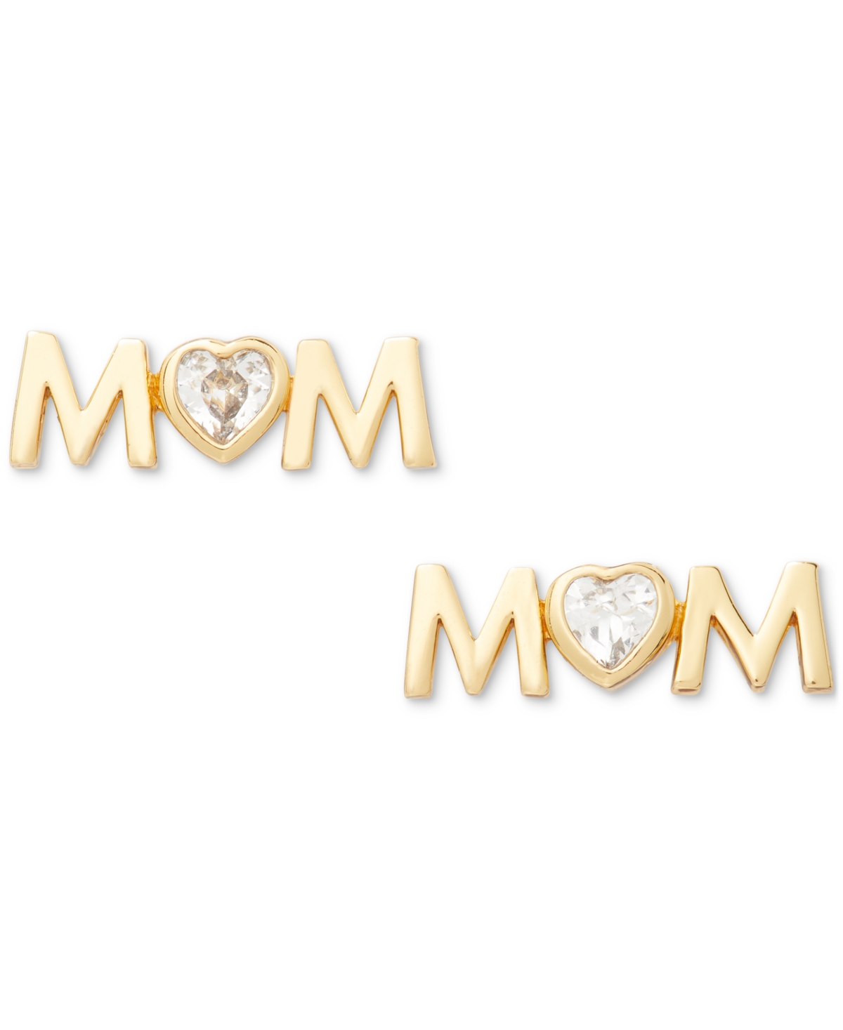 Gold-Tone Crystal Mom Stud Earrings - Beigekhaki