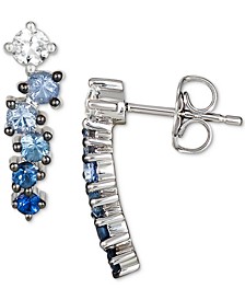 Denim Ombré (5/8 ct. t.w.) & White Sapphire (1/5 ct. t.w.) Stud Earrings in 14k White Gold
