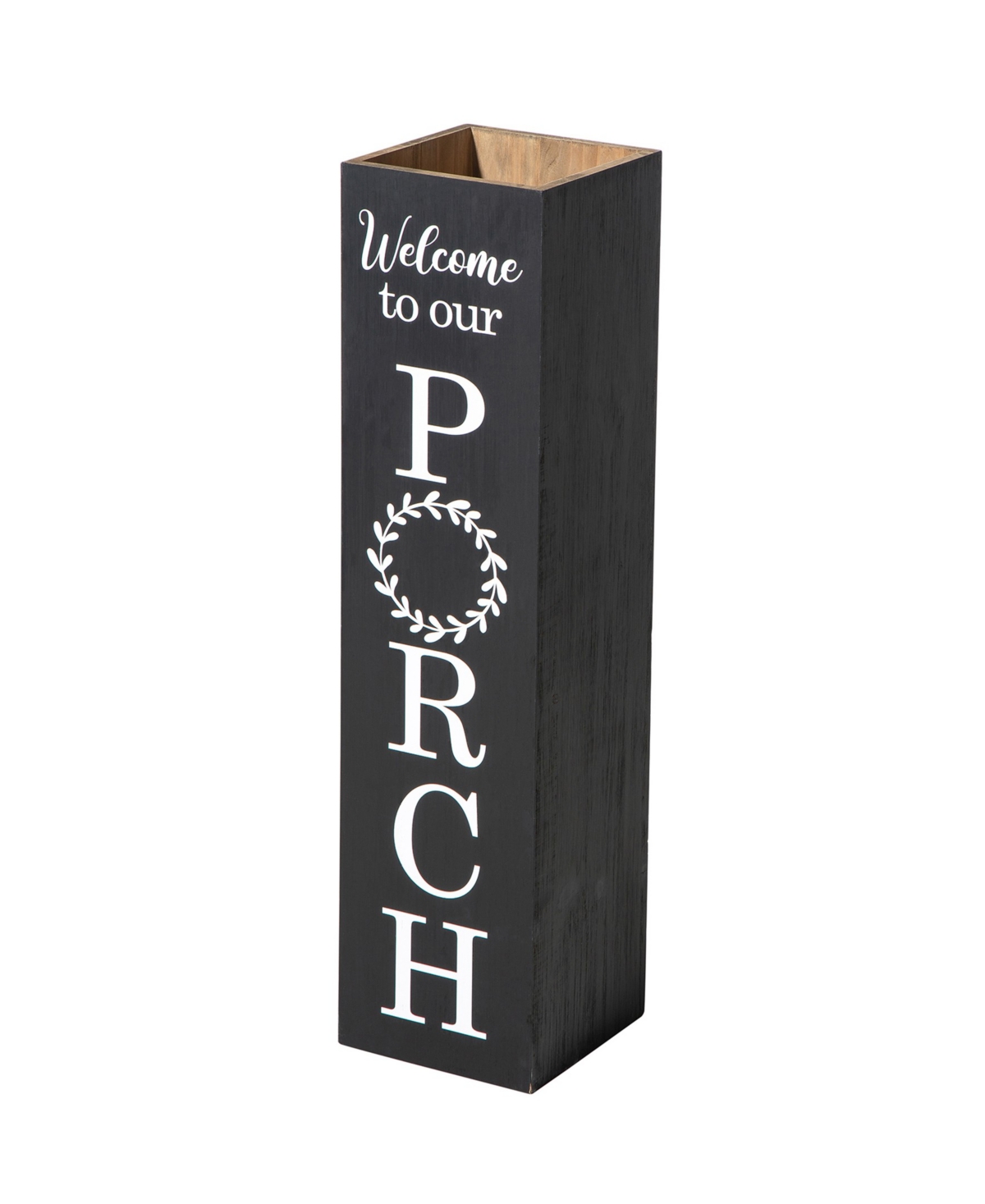 Glitzhome 30" Double Sided Solid Boxed 'welcome To Our Porch' Porch Sign In Black