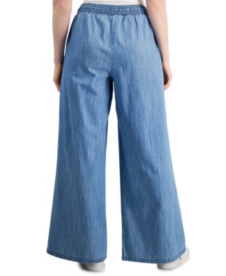 Style & Co Women's Chambray Wide-Leg Pants, Created for Macy's