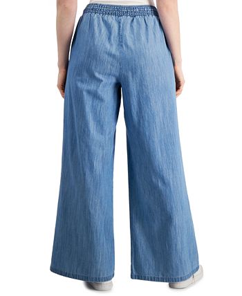 Style & Co Women's Chambray Wide-Leg Pants, Created for Macy's - Macy's