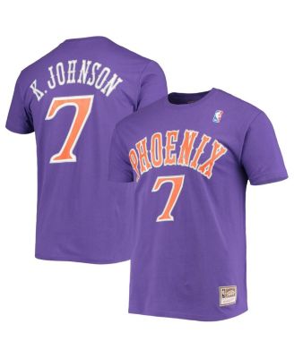 Men's Kevin Johnson Purple Phoenix Suns Hardwood Classics Stitch Name and Number T-shirt