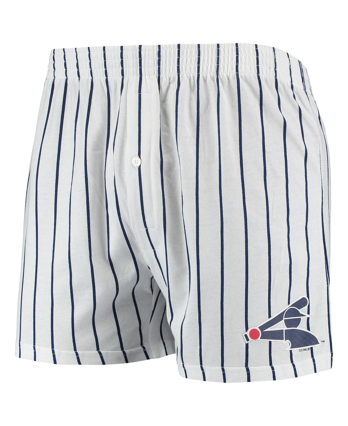 Concepts Sport Men's White, Navy Chicago White Sox Vigor Pinstripe Boxer Shorts In White,navy