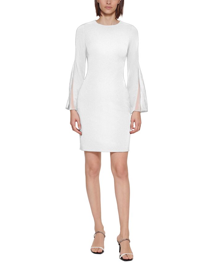 Calvin Klein Petite Split-Sleeve Sheath Dress - Macy's