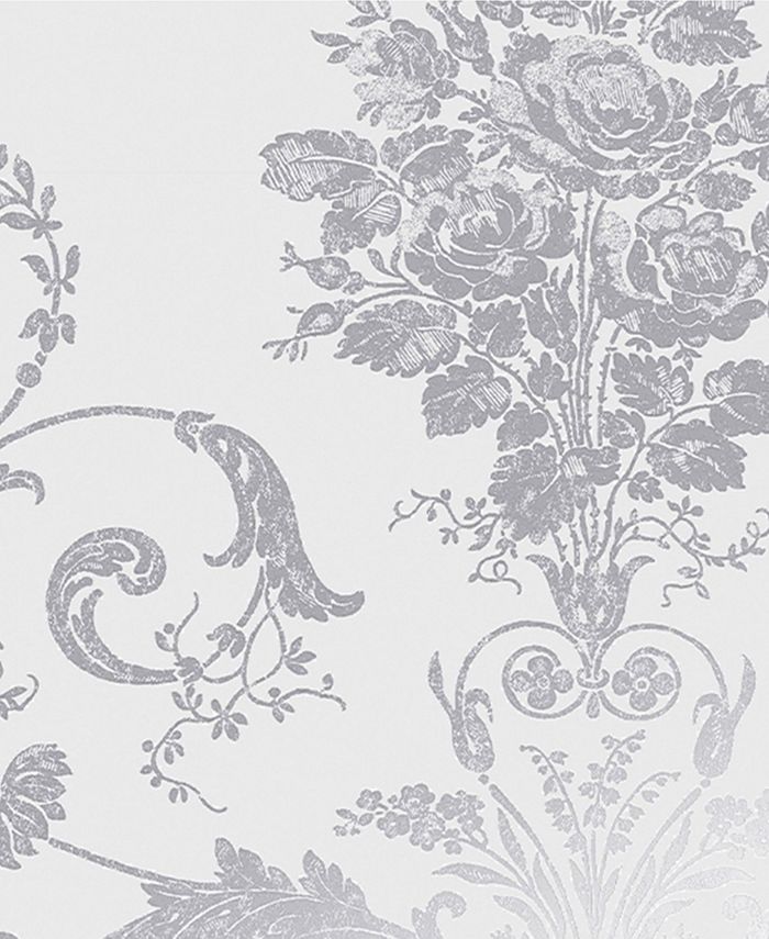 Laura Ashley Josette Metallic Silver Wallpaper Macy's