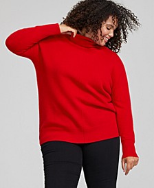 Plus Size 100% Cashmere Oversized Turtleneck Sweater, Created for Macy's